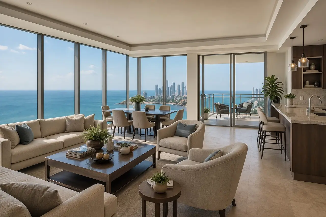 A furnished home with a view of Panama Bay